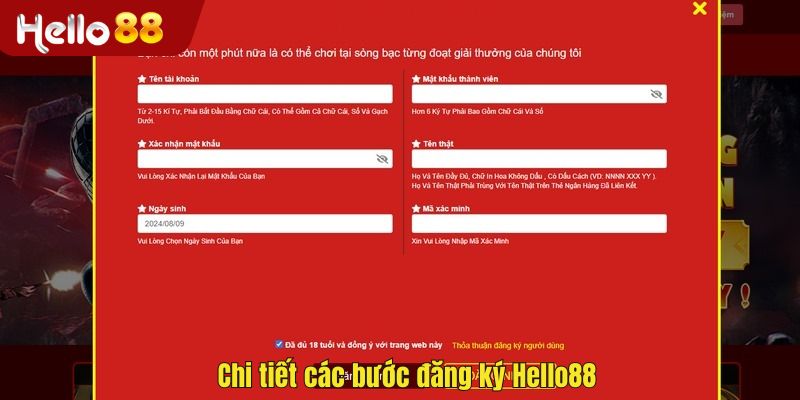 Chi tiết các bước đăng ký Hello88